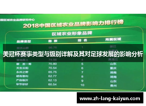 美冠杯赛事类型与级别详解及其对足球发展的影响分析